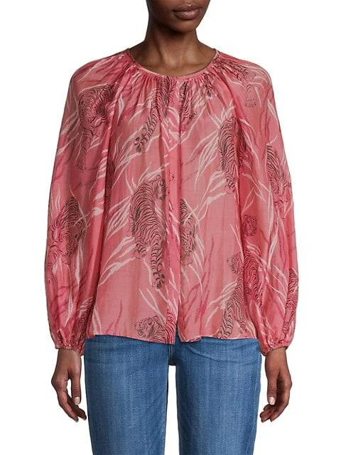 商品Kobi Halperin|Leon Tiger-Print Cotton-Silk Blouse,价格¥1199,第3张图片详细描述