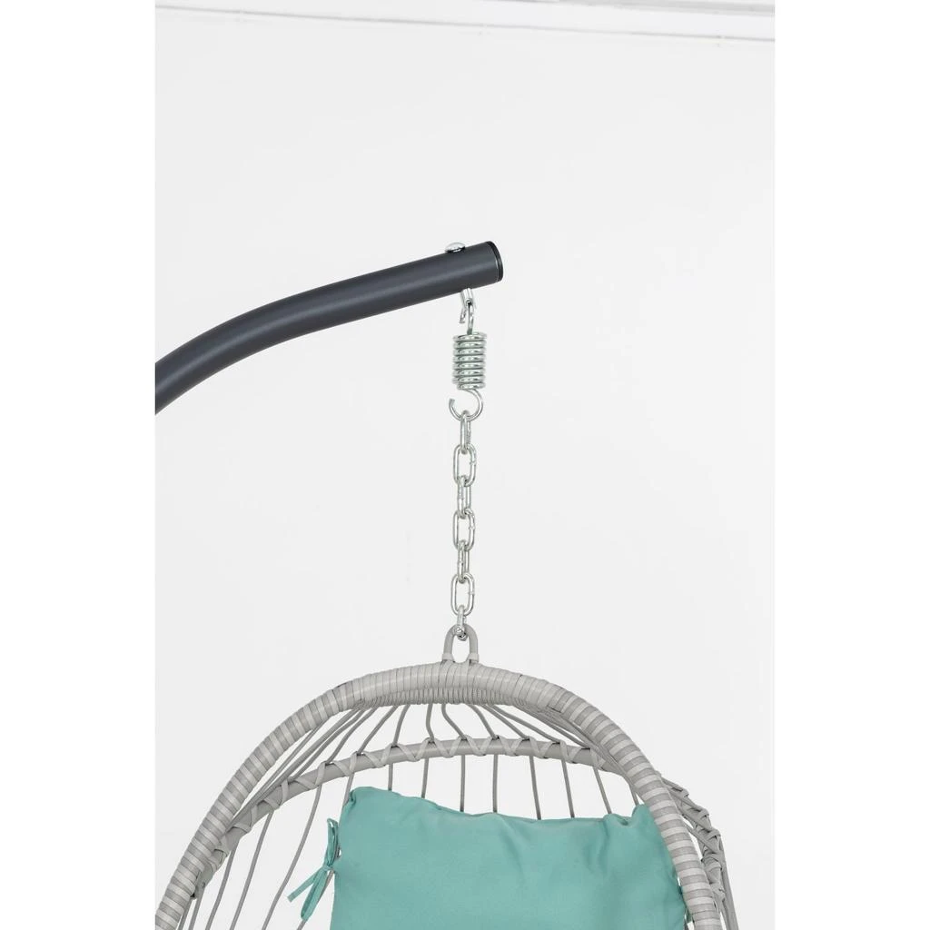 商品Simplie Fun|outdoor patio Wicker Hanging Chair Swing Chair Patio Egg Chair UV Resistant Blue cushion,价格¥2939,第5张图片详细描述