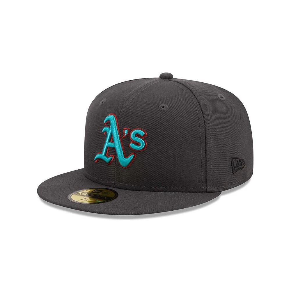 商品New Era|Men's Graphite Oakland Athletics Print Undervisor 59FIFTY Fitted Hat,价格¥342,第3张图片详细描述