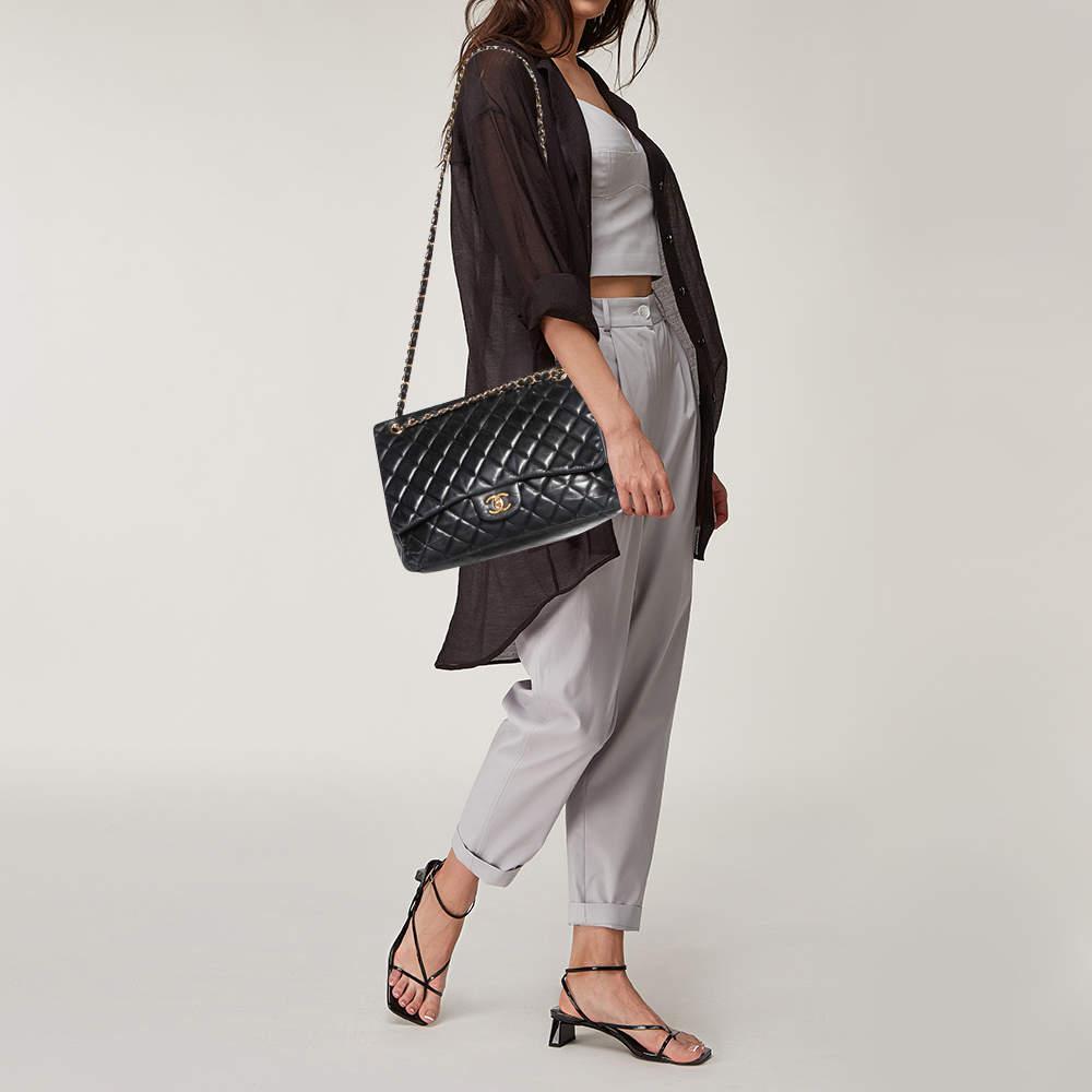 商品[二手商品] Chanel|Chanel Black Quilted Leather Maxi Classic Flap Bag,价格¥23770,第4张图片详细描述