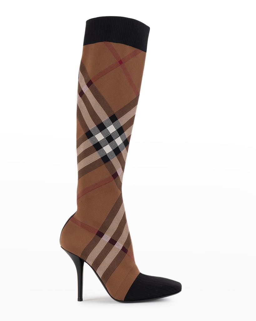 商品Burberry|Dolman Check Tall Stiletto Boots,价格¥7119,第1张图片