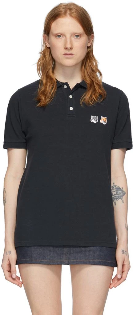 商品Maison Kitsune|Black Double Fox Head Polo,价格¥959,第1张图片