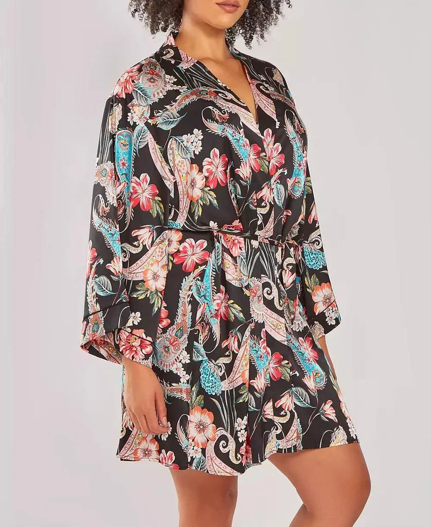 商品iCollection|Plus Size Silky Soft Short Printed Robe,价格¥592,第3张图片详细描述