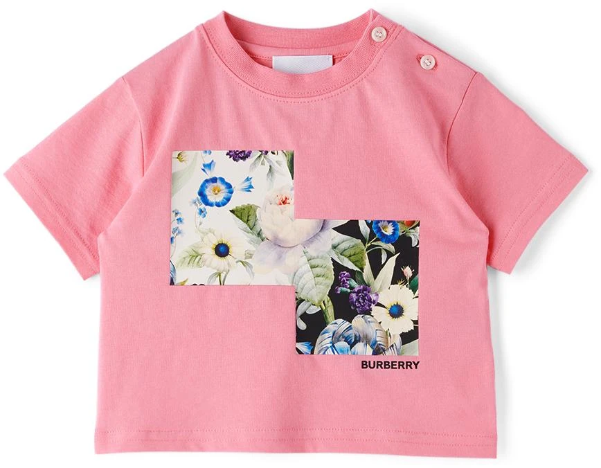 商品Burberry|粉色 Montage Print 婴儿 T 恤,价格¥655,第1张图片