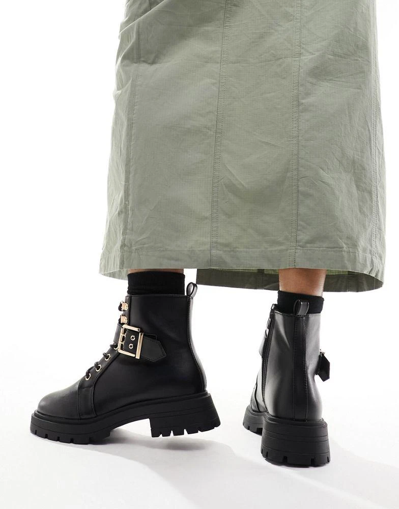 商品ASOS|ASOS DESIGN Wide Fit April lace up hiker boots in black,价格¥318,第4张图片详细描述