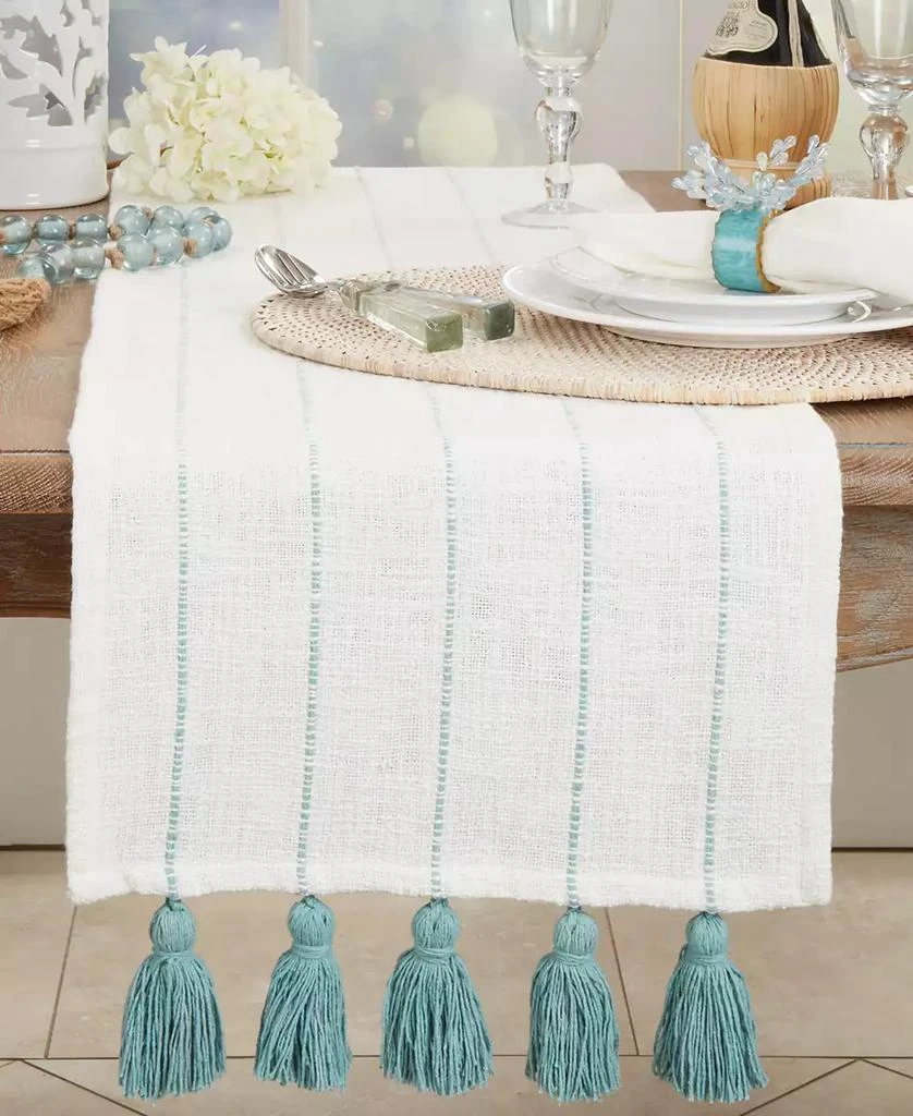 商品Saro Lifestyle|Tassel Fantasy Stripe Table Runner, 16"x72",价格¥584,第3张图片详细描述