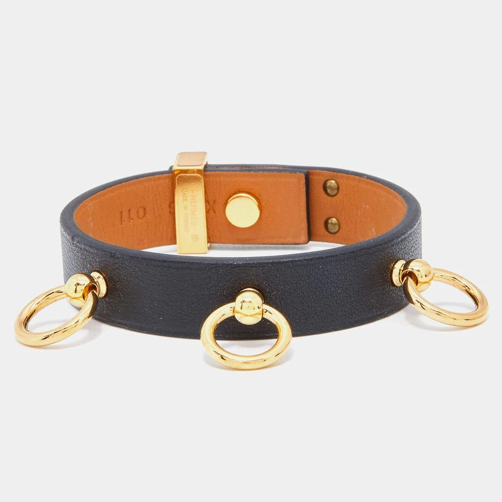 商品[二手商品] Hermes|Hermes Mini Dog Black Leather Gold Tone Bracelet,价格¥2675,第1张图片