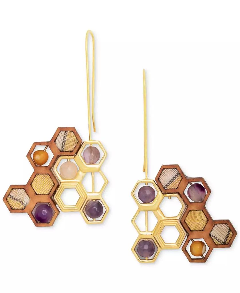 商品Nectar Nectar New York|18k Gold-Plated Mixed Gemstone Honeycomb Drop Earrings,价格¥972,第1张图片