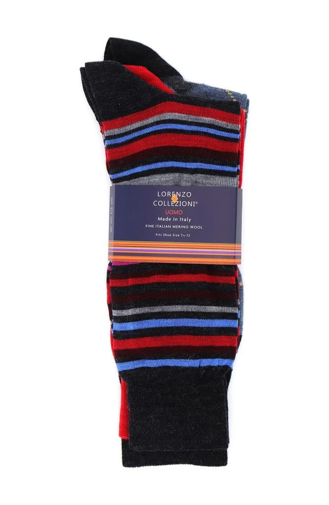 商品Lorenzo Uomo|Lorenzo Wool Pattern Socks - Pack of 3,价格¥151,第2张图片详细描述