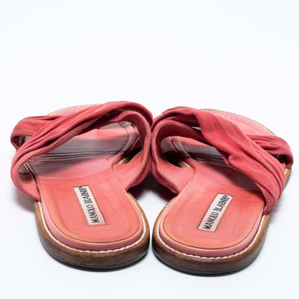 商品[二手商品] Manolo Blahnik|Manolo Blahnik Pink Suede Crisscross Flat Sandals Size 39.5 ,价格¥845,第5张图片详细描述