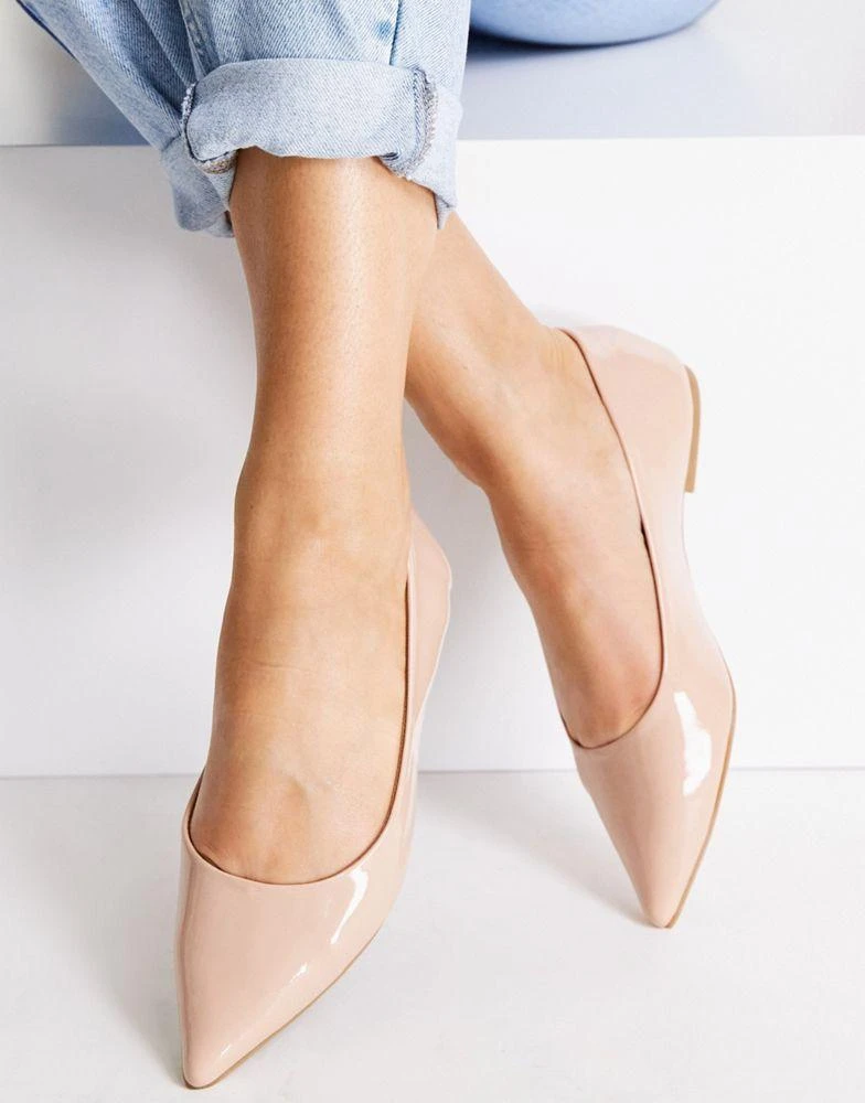 商品ASOS|ASOS DESIGN Lucky pointed ballet flats in beige,价格¥96,第1张图片