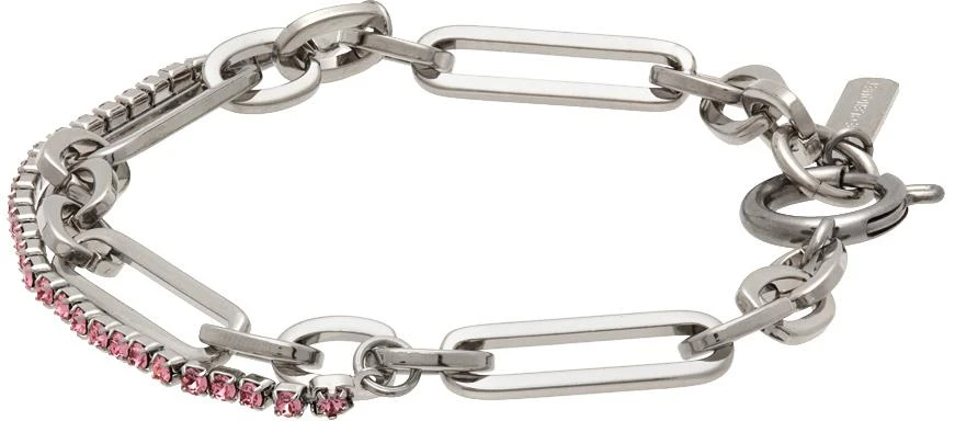 商品Justine Clenquet|SSENSE Exclusive Silver & Pink Paloma Bracelet,价格¥441,第3张图片详细描述