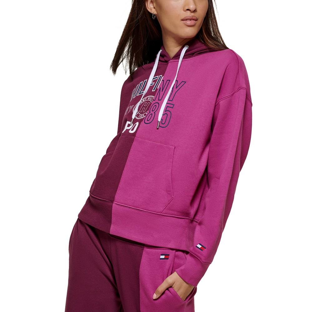 Women's Active color blocked with split graphic hoodie商品第3张图片规格展示