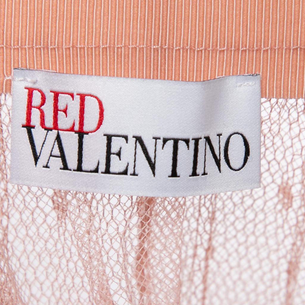 RED Valentino Light Pink Polka-Dot Pleated Tulle Midi Skirt M商品第5张图片规格展示