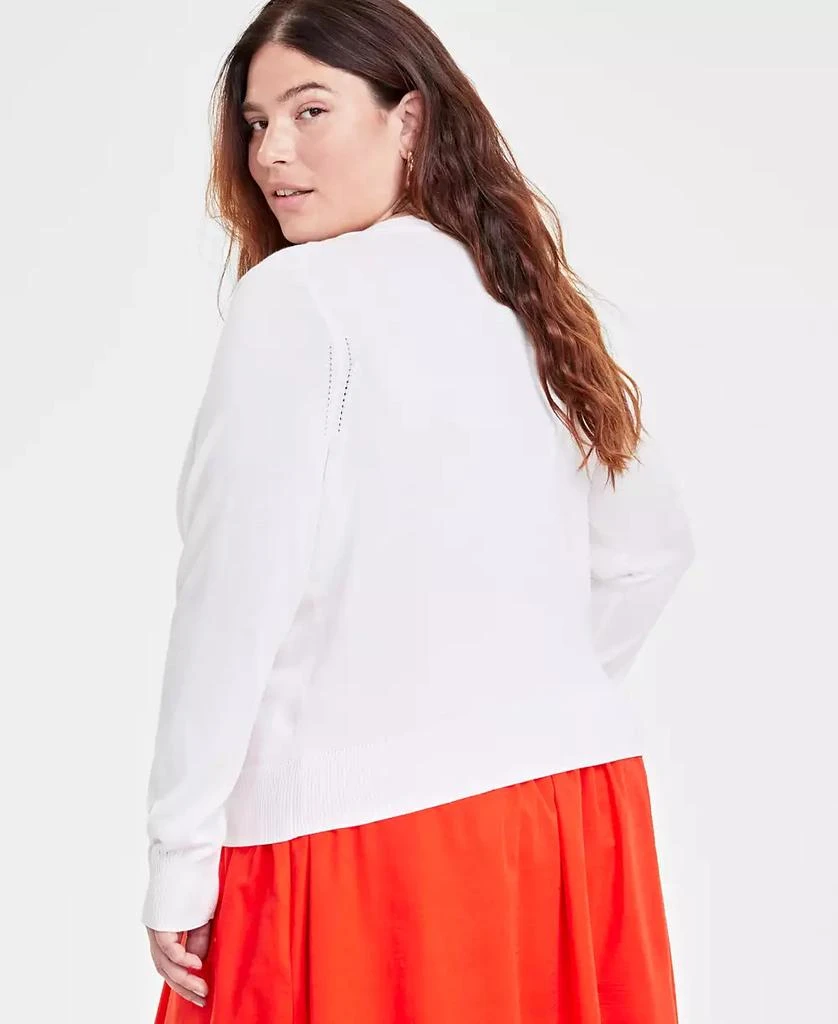 商品On 34th|Trendy Plus Size Pointelle-Trim Cardigan, Created for Macy's,价格¥382,第2张图片详细描述