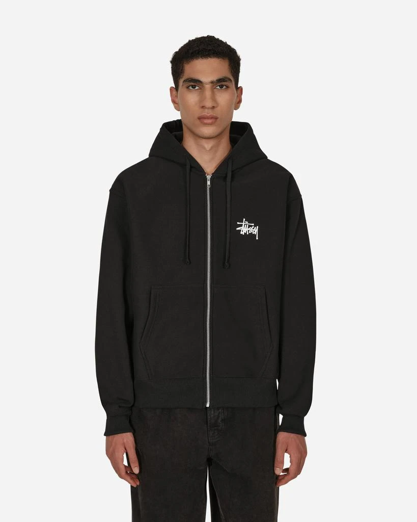 商品STUSSY|Basic Logo Zip Hooded Sweatshirt Black,价格¥1008,第1张图片