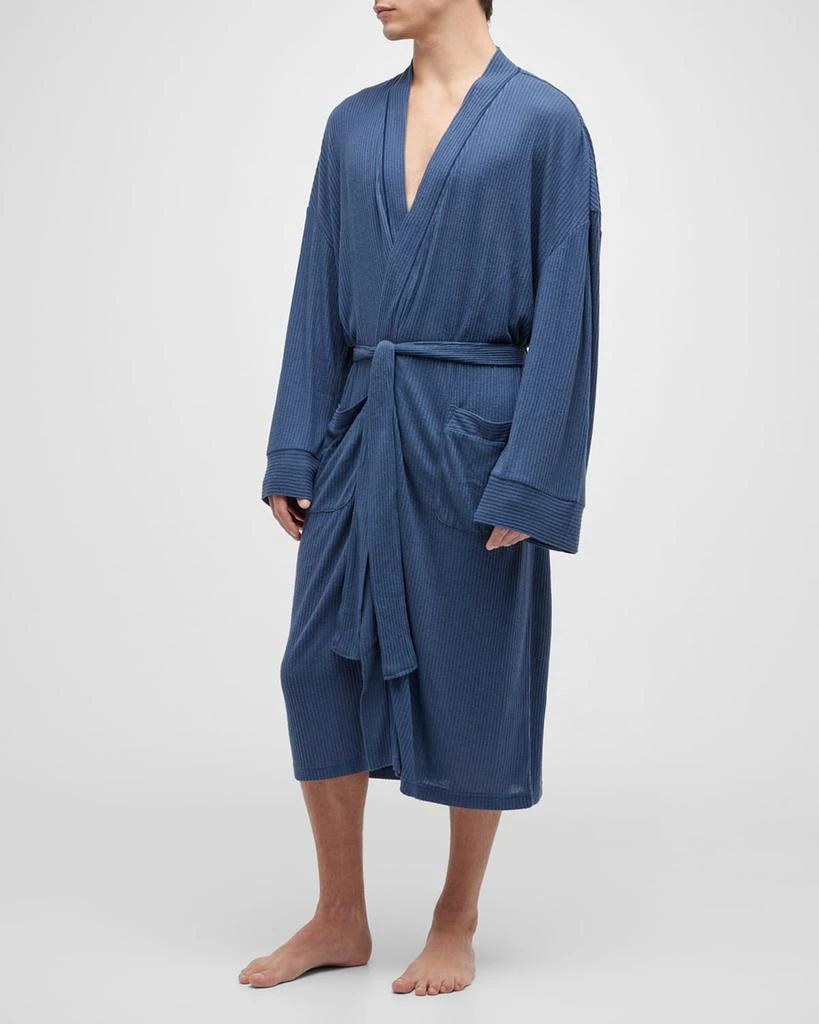 商品Majestic International|Men's Soho Rib-Knit Kimono Robe,价格¥899,第3张图片详细描述