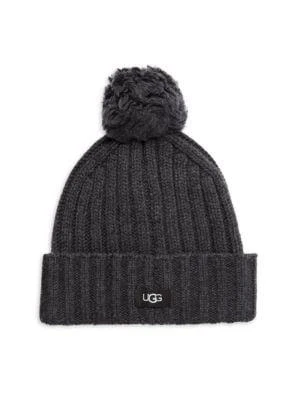 商品UGG|Faux Fur Pom Rib Knit Beanie,价格¥187,第1张图片