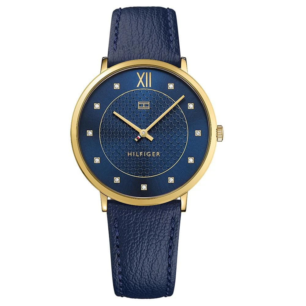 商品Tommy Hilfiger|Women's Navy Leather Strap Watch 40mm,价格¥536,第1张图片
