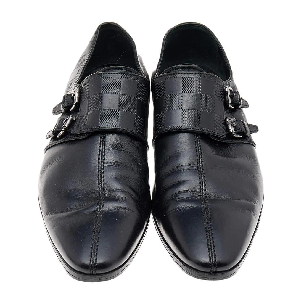 商品[二手商品] Louis Vuitton|Louis Vuitton Black Leather Double Flap Slip On Loafers Size 41.5,价格¥2989,第3张图片详细描述