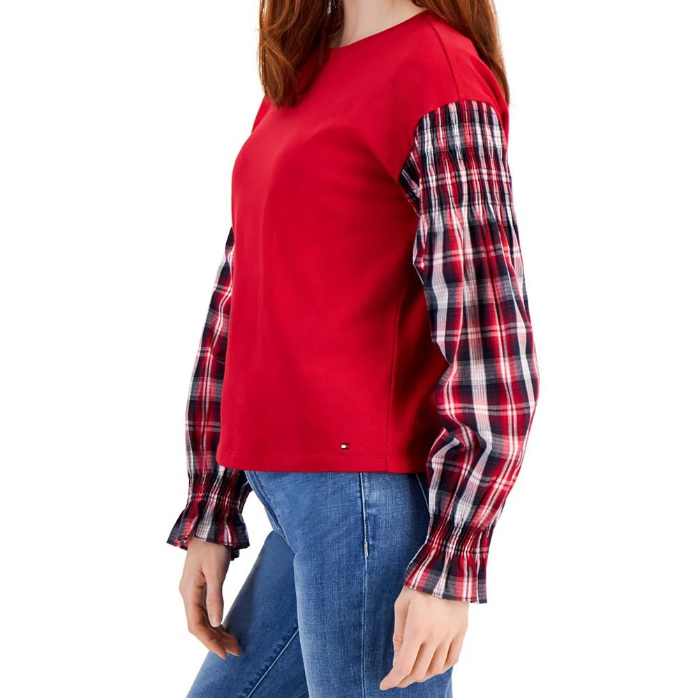 商品Tommy Hilfiger|Women's Mixed-Media Long-Sleeve Sweatshirt,价格¥314,第2张图片详细描述