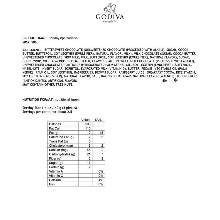 商品Godiva|8颗巧克力黄金礼盒,价格¥120,第3张图片详细描述
