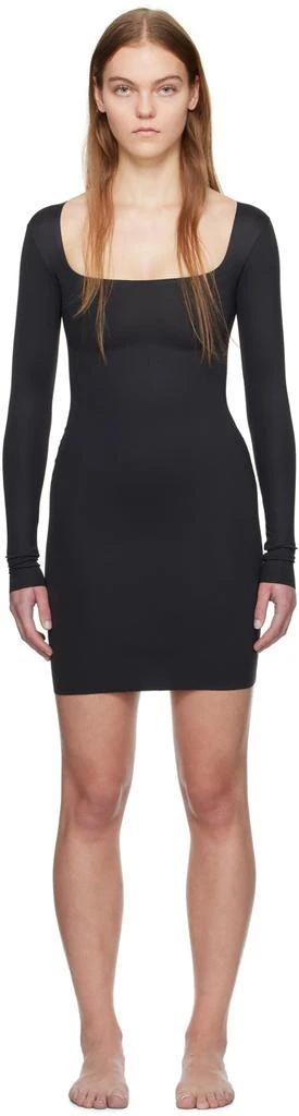 商品SKIMS|Black SKIMS Body Long Sleeve Slip Minidress,价格¥918,第1张图片