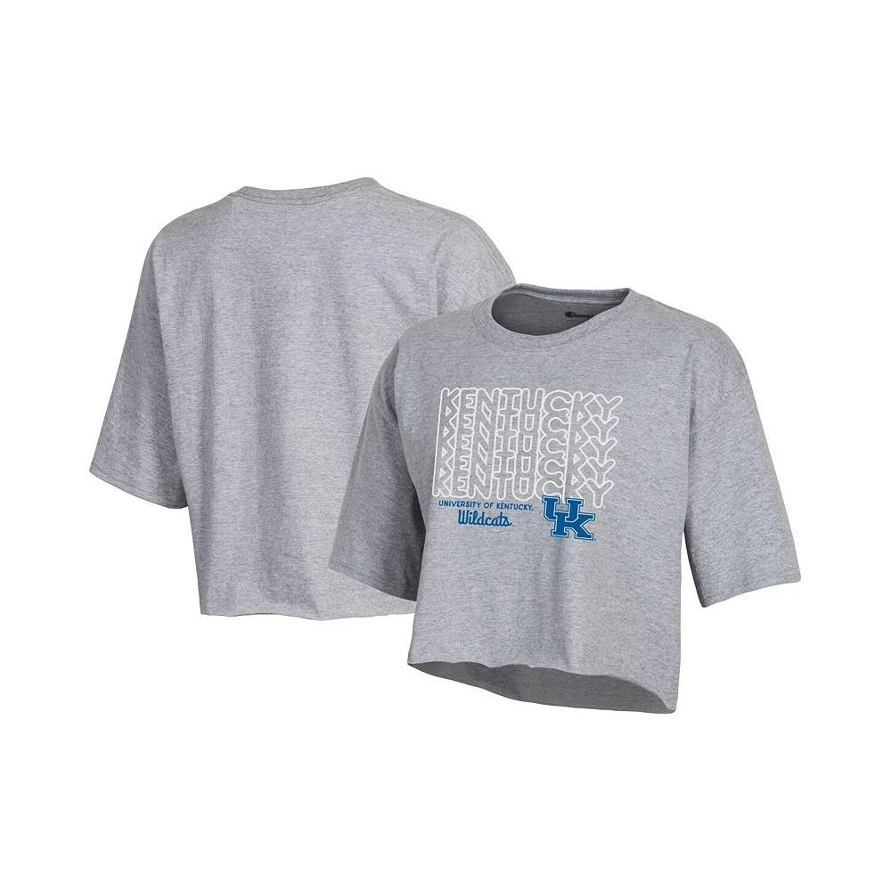 商品CHAMPION|Women's Heather Gray Kentucky Wildcats Boyfriend Cropped T-shirt,价格¥222,第1张图片