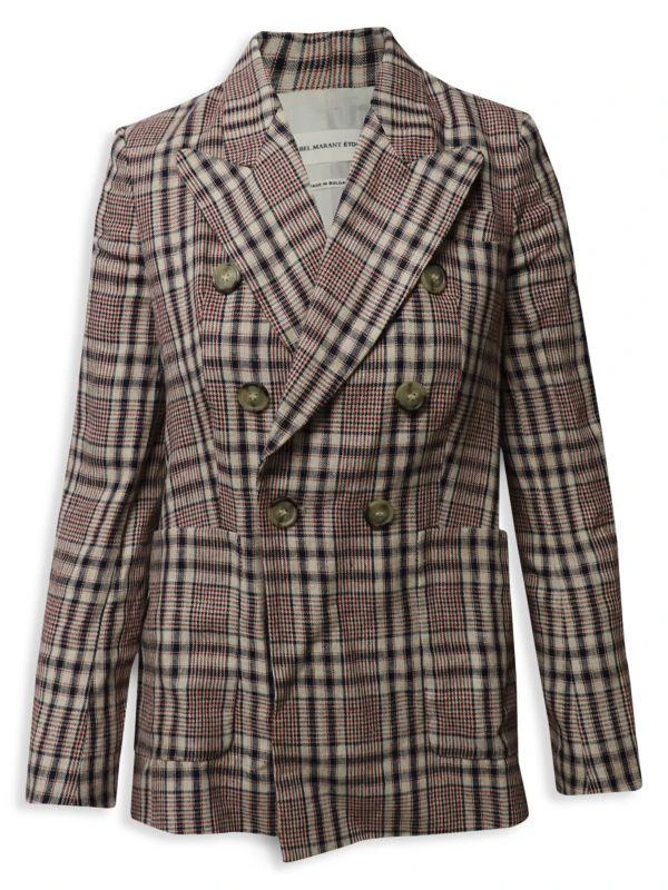 商品[二手商品] Isabel Marant|Isabel Marant Etoile Double Breasted Blazer In Multicolor Linen,价格¥1994,第1张图片