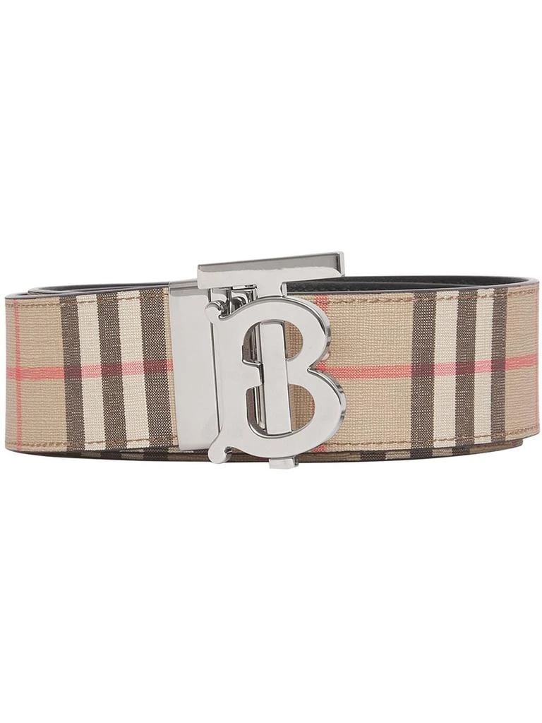 Burberry Black/Beige Beat Check Coated Canvas Reversible Buckle Belt 80CM