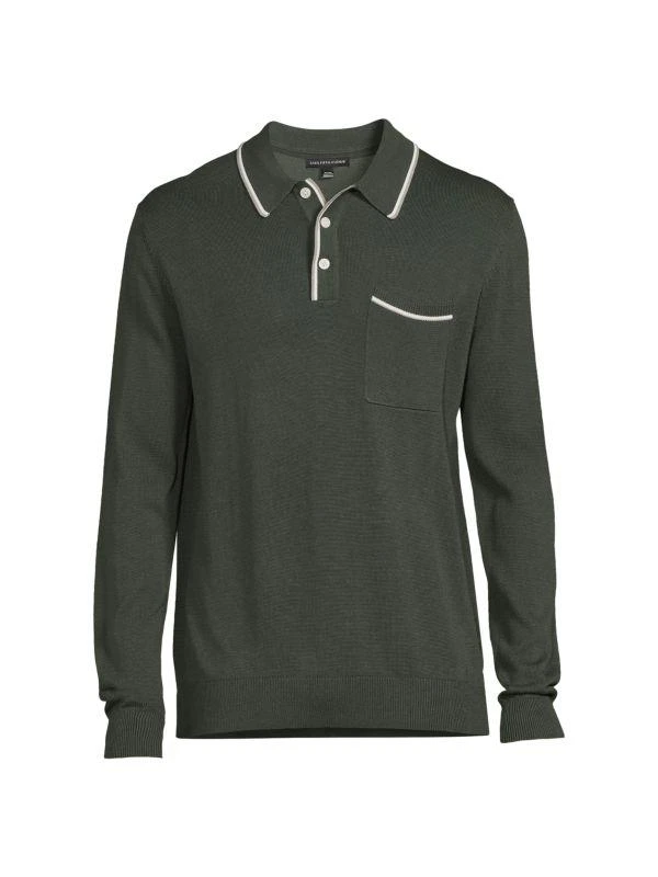 商品Saks Fifth Avenue|Tipped Long Sleeve Sweater Polo,价格¥225,第3张图片详细描述