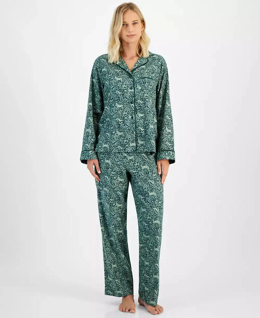 商品Charter Club|Petite Women's Long-Sleeve Cotton Flannel Packaged Pajama Set, Created for Macy's,价格¥212,第1张图片