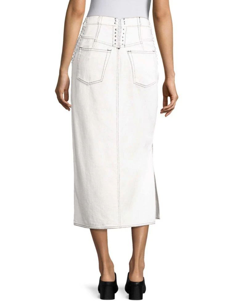 商品3.1 Phillip Lim|Lace-Up Cotton Denim Midi Skirt,价格¥831,第2张图片详细描述