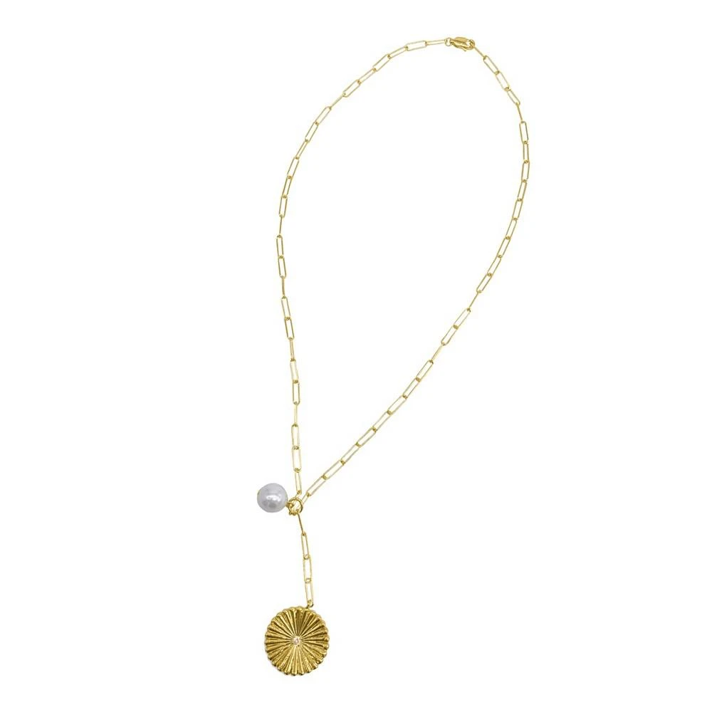 商品ADORNIA|Sunburst Pendant Y- Necklace with Pearl Drop,价格¥217,第2张图片详细描述