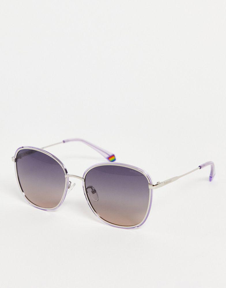 Polaroid round sunglasses in lilac商品第1张图片规格展示