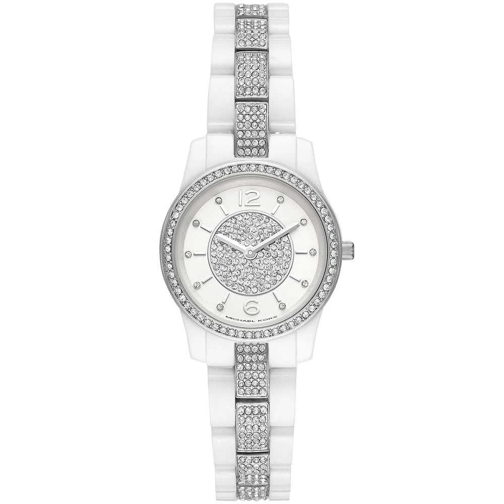 商品Michael Kors|Women's Mini Runway White Ceramic Bracelet Watch 28mm,价格¥1788,第1张图片