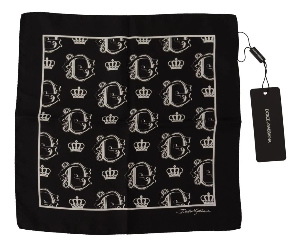 商品Dolce & Gabbana|Dolce & Gabbana Black DG Crown Print Square Handkerchief,价格¥970,第1张图片