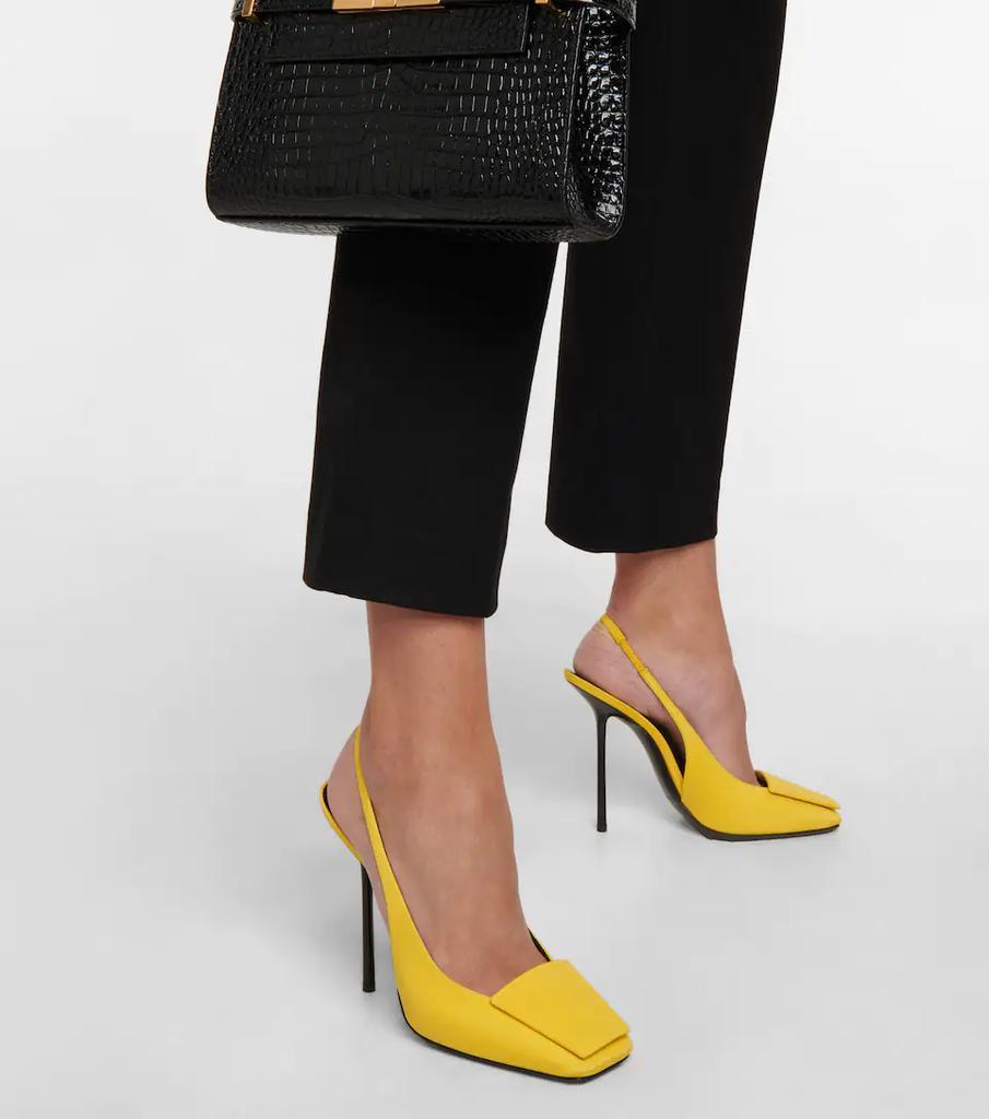商品Yves Saint Laurent|Maxine真丝绉绸露跟高跟鞋,价格¥7577,第6张图片详细描述