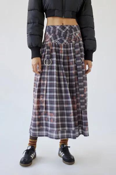 UO Rachel Bleached Plaid Midi Skirt商品第5张图片规格展示