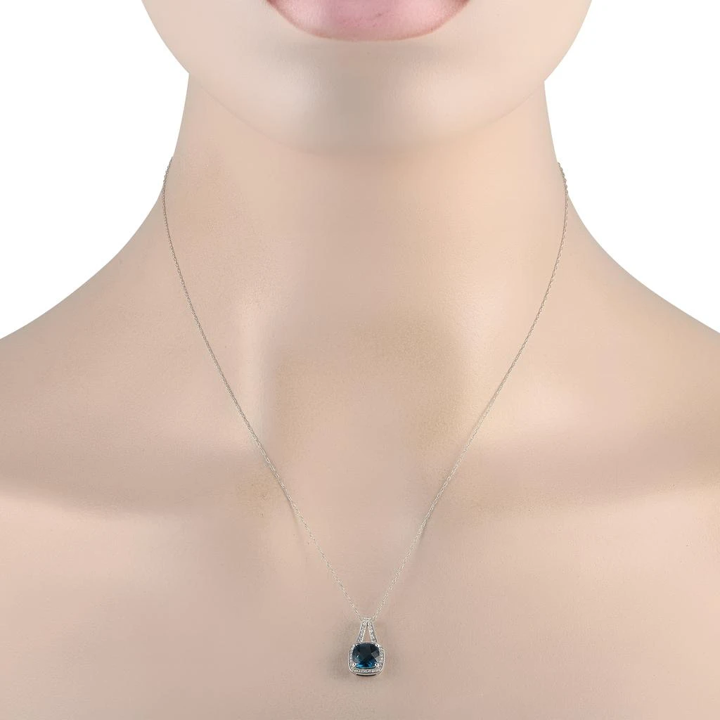 商品LB Exclusive|14K White Gold 0.12ct Diamond and Blue Topaz Necklace PD4-16273WBT,价格¥2383,第2张图片详细描述