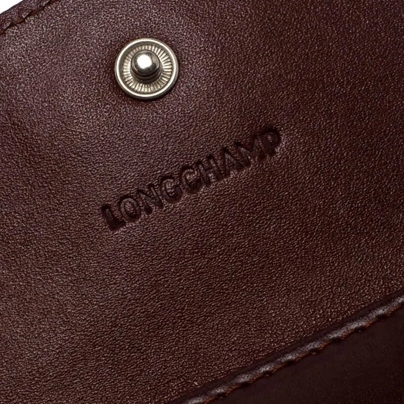 Longchamp Maroon Leather Roseau Compact Wallet 商品