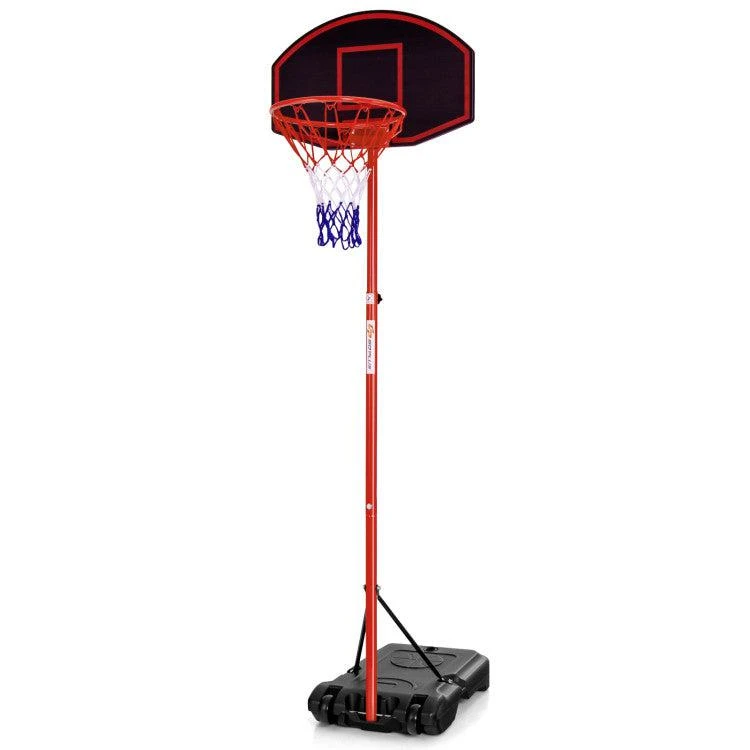 商品Hivvago|Adjustable Basketball Hoop System Stand Portable with 2 Wheels Fillable Base-Black & Red,价格¥904,第1张图片