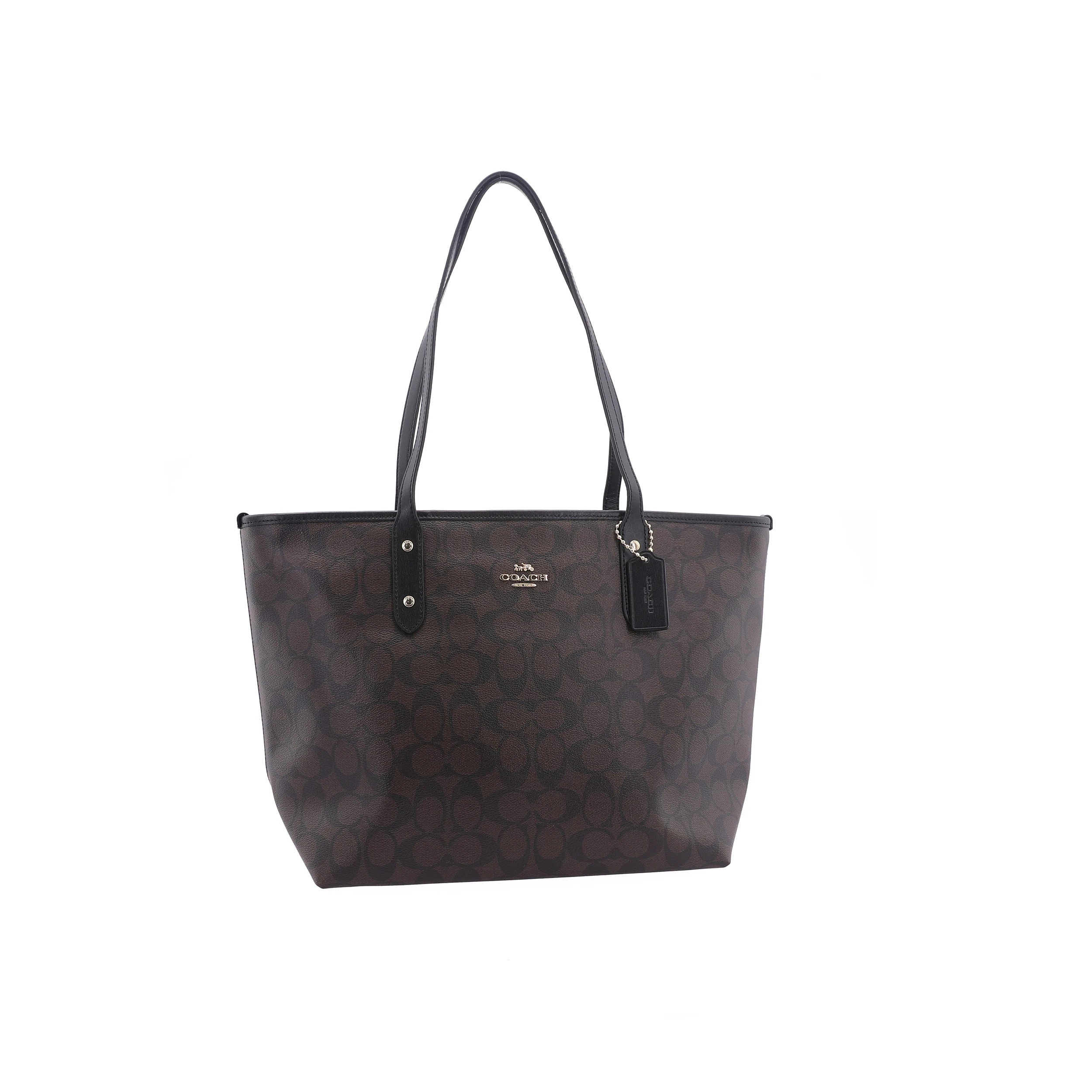 商品[国内直发] Coach|蔻驰 City Zip Tote 30 老花满印拉链开合 涂层帆布 托特包Tote包购物袋手提单肩包 大号 女款 棕黑色,价格¥2337,第3张图片详细描述