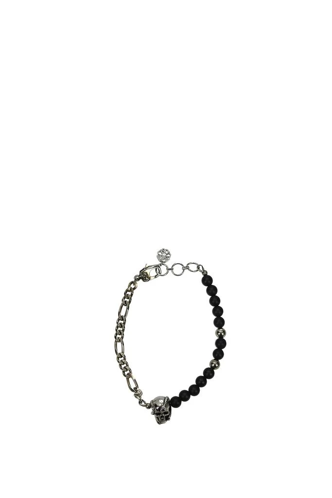 商品Alexander McQueen|Bracelets beads e skull Brass Black Silver,价格¥1731,第1张图片