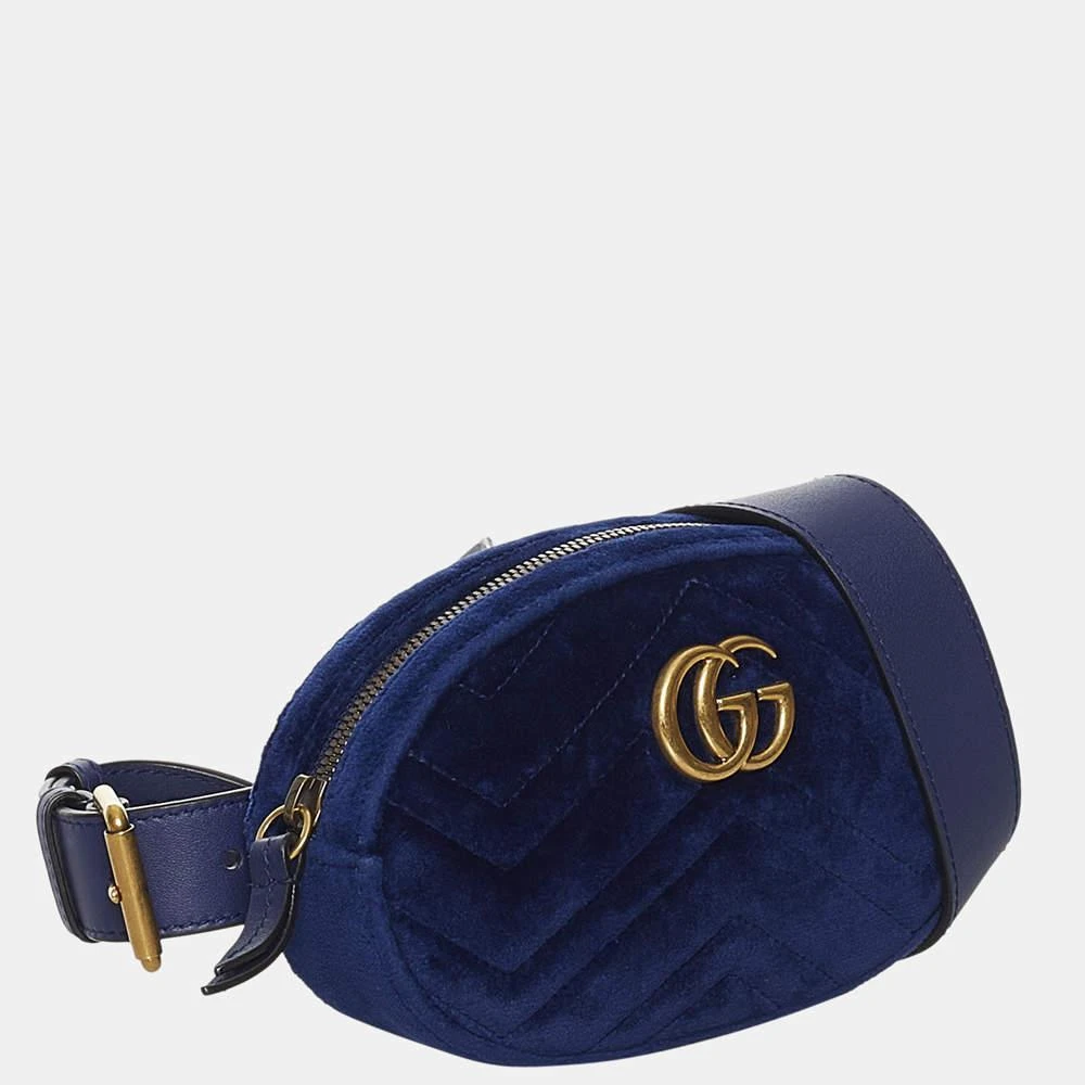 商品[二手商品] Gucci|Gucci Blue GG Marmont Matelasse Velvet Belt Bag,价格¥6351,第2张图片详细描述