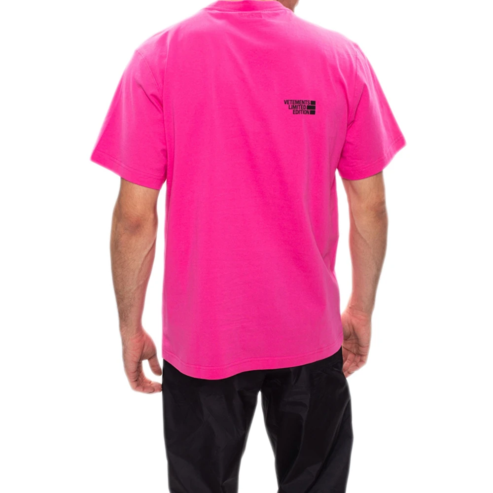 VETEMENTS 女士粉红色黑色字母徽标圆领短袖T恤 UE51TR720P-HOTPINK 商品