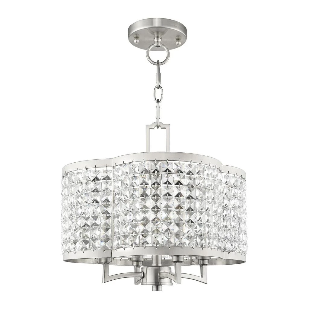 商品Livex Lighting|Four Light Brushed Nickel Convertible Mini Chandelier/Ceiling Mount,价格¥8702,第2张图片详细描述