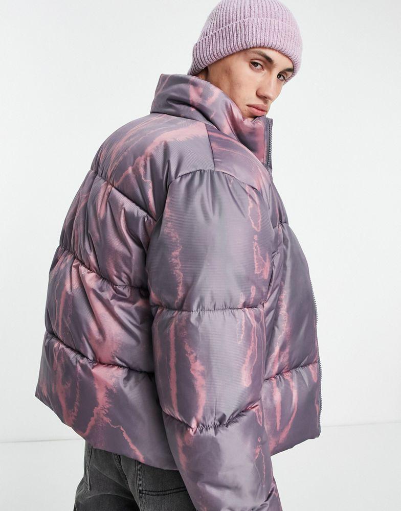ASOS DESIGN puffer jacket in purple tie dye商品第2张图片规格展示