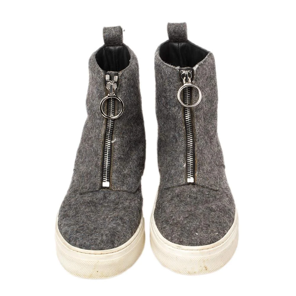 商品[二手商品] Celine|Celine Grey Wool Felt High Top Zip Up Sneaker Size 38,价格¥1806,第3张图片详细描述