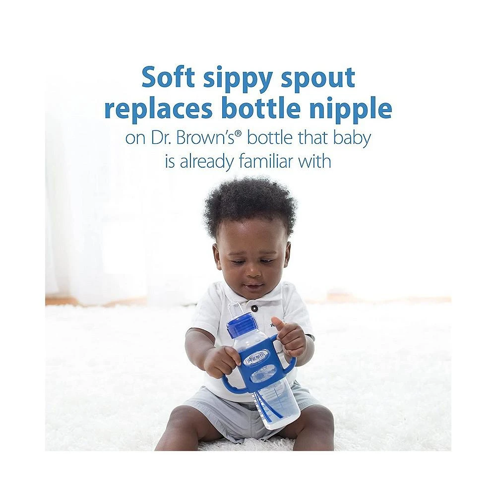 商品Dr. Browns|Narrow Sippy Baby Bottle with 100% Silicone Handles, 8oz, Blue,价格¥121,第3张图片详细描述